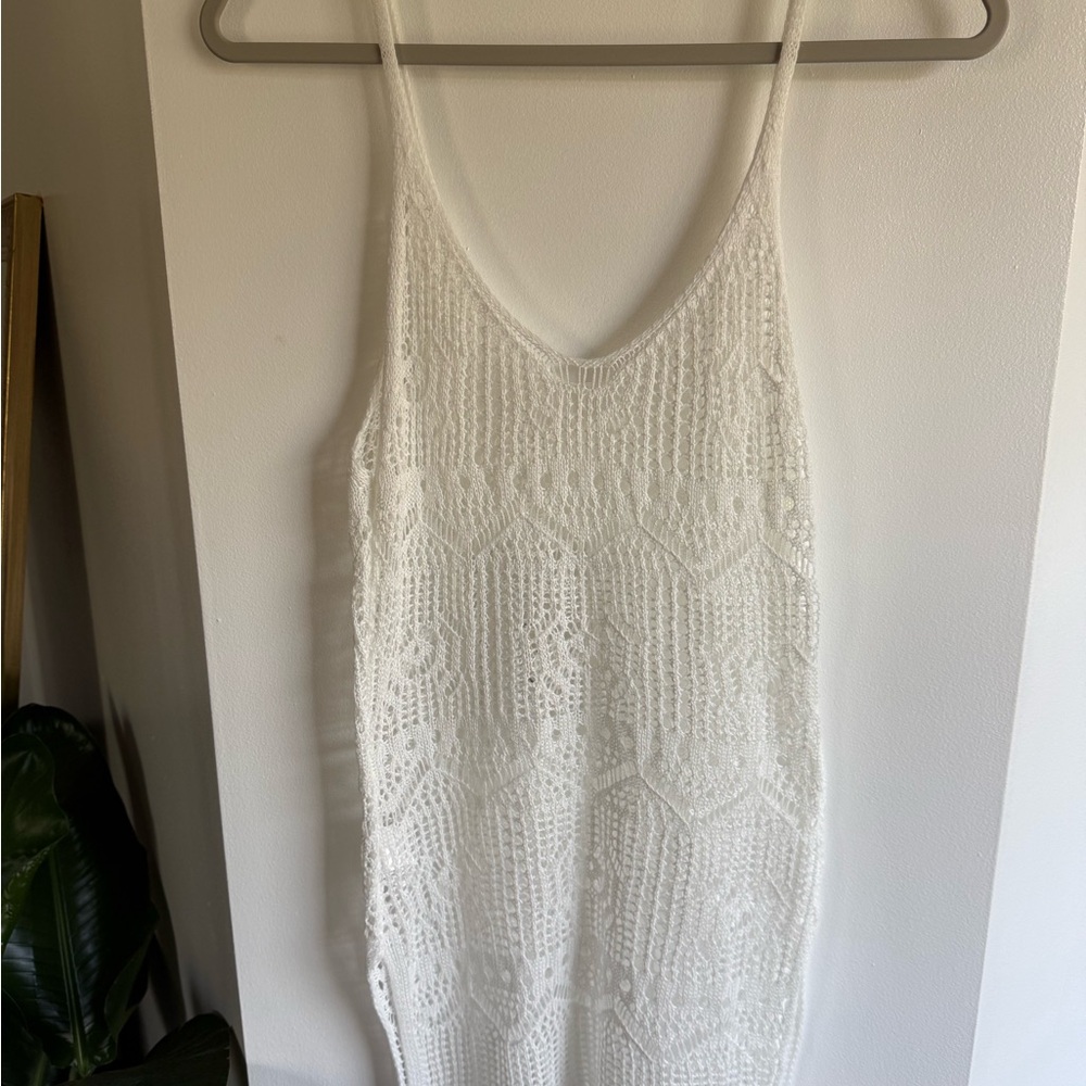White Crochet Sleeveless Dress